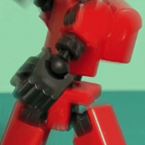 A stop-motion figure dancing, then four figures dancing in a grid